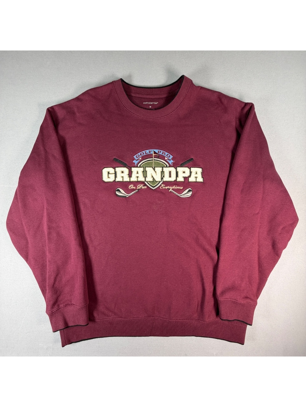 VTG Golf Pro Grandpa Sweatshirt Mens XL Maroon On Par Embroidered Crewneck